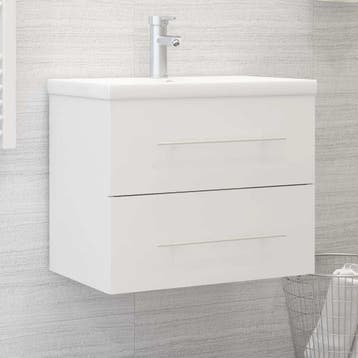 vidaXL Wastafelkast 60x38,5x48 cm bewerkt hout wit, Verzenden, Nieuw, Wastafelkast, Minder dan 100 cm