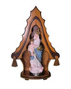 Elegante Maria beeld in Gotische houten Nis - 49 cm - Hout,, Antiek en Kunst