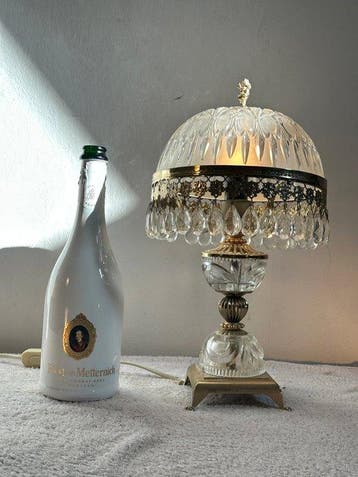 Tafellamp - Glas, Messing, Metaal - Crystal glass, Antiek en Kunst