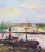 Albert Lebourg (1849-1928) - Bateaux sur la Seine à Rouen, Antiek en Kunst