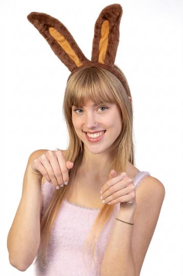 KIMU® Haarband Konijn Donkerbruin Diadeem Konijnenoren Oren, Ophalen of Verzenden, Nieuw, Carnaval, Accessoires