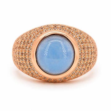 Zonder minimumprijs - Ring Verguld Aquamarijn - Diamant -, Nieuw