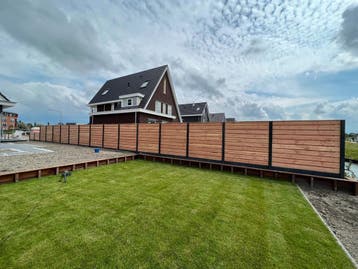 hout-beton schutting incl montage bij interesse stuur pb !, 1 tot 2 meter, Verzenden, 6 meter of meer, Nieuw