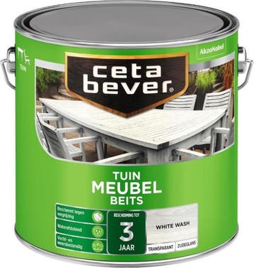 CetaBever Tuinmeubel Beits Whitewash 10L, 5 tot 10 liter, Verzenden, Nieuw, Beits