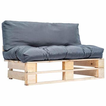 vidaXL Tuinbank pallet met grijze kussens grenenhout, Verzenden, Nieuw