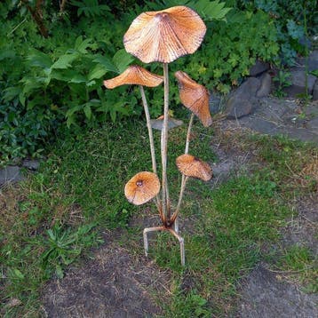 sculptuur, GARDEN DECORATION MUSHROOMS - 55 cm - Metaal