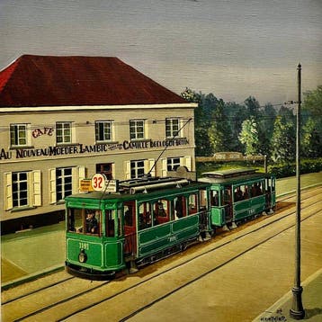 Henri Dethier (1939-2009) - Le tramway, ligne 32 - Au