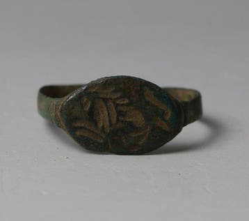 Oud-Romeins Brons Ring met een afbeelding van een leeuw