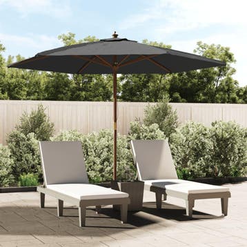 vidaXL Parasol met houten paal 299x240 cm antracietkleurig, Verzenden, Nieuw, 2 tot 3 meter