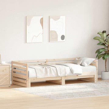 vidaXL Dagbed met onderschuifbed zonder matras 80x200 cm, Eenpersoons, Bruin, Verzenden, Nieuw