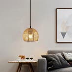 Rotan Plafondlamp – Handgeweven Papier Touwkap Zwarte kabel, Huis en Inrichting, Verzenden, Nieuw