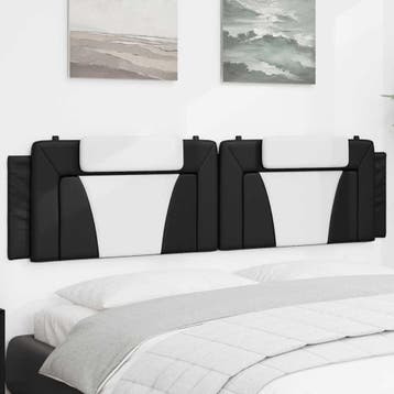 vidaXL Hoofdbordkussen Viana 200 cm kunstleer zwart en wit, Verzenden, Nieuw, Zwart, Overige materialen