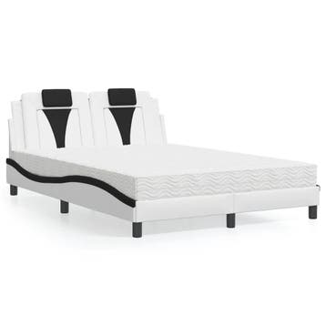 vidaXL Bed Viana met matras kunstleer zwart en wit 120x200, Overige materialen, Verzenden, Wit, Nieuw