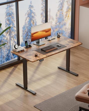 HLDIRECT Elektrisch staand bureau met stopcontacten, 140x60c, Verzenden, Zo goed als nieuw