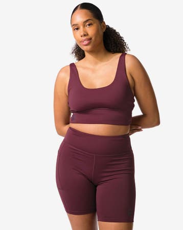 HEMA Sportbh light support zonder beugel bordeauxrood, Verzenden