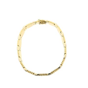 Bicolor gouden armband met fantasieschakel; 18 karaat; 20 cm, Sieraden, Tassen en Uiterlijk, Ophalen of Verzenden, Gebruikt, Goud