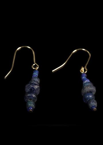 Oud-Romeins Deep Blue Glass Kralenoorbellen (Zonder