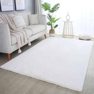 Wasbaar Vloerkleed | Pouffy | Uni | Crème | 140x200 cm, Verzenden, Nieuw