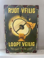 “Rijdt veilig – Loopt veilig” – emaille verkeersbord –