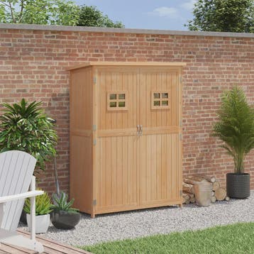 Outsunny Houten Tuin Opbergkast - Waterdicht Dak, 2 Deuren,, Verzenden, Nieuw