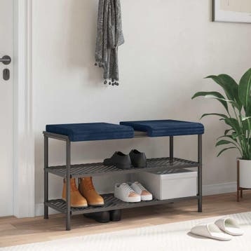 vidaXL Bankkussen 2 st Pluche Corduroy Marineblauw Diepte 35, Huis en Inrichting, Woonaccessoires | Kussens, Verzenden, Nieuw