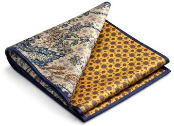 Suitable Pochet Reversible Bloem En geel maat one size Heren, Kleding | Heren, Stropdassen, Verzenden, Nieuw, Geel, Suitable