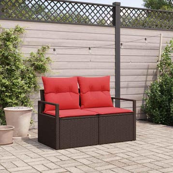 vidaXL Tuinbank met kussen 120 x 62 x 69 cm poly rattan, Tuin en Terras, Verzenden, Nieuw, Rotan