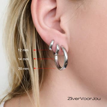 Zilveren huggie hoops 3 mm breed rhodium, Verzenden, Nieuw, Zilver