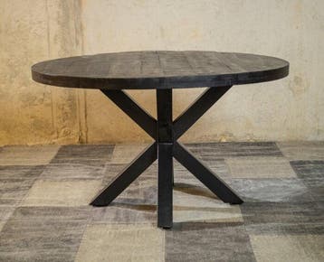Ronde mango eettafel zwart Black Spider Ø150 cm |, Ophalen of Verzenden, Nieuw