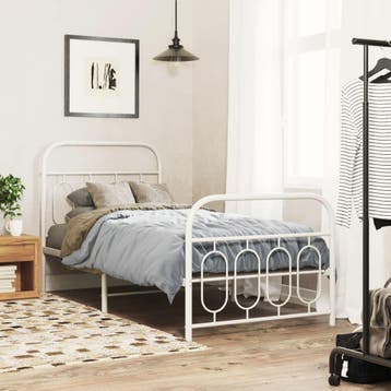 vidaXL Bedframe met hoofd- en voeteneinde metaal wit 80x200, Huis en Inrichting, Slaapkamer | Bedden, Eenpersoons, Verzenden, Wit