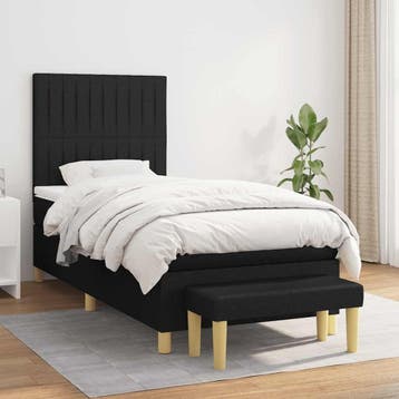 vidaXL Boxspring met matras stof zwart 90x200 cm, 90 cm, Eenpersoons, Verzenden, Zwart