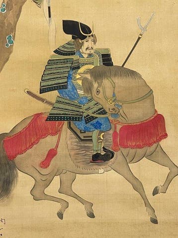 Antieke Samurai-Ruiter Rol door Notsukichi, Zijde Schilderij