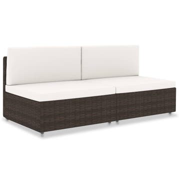 vidaXL Tweezitsbank sectioneel poly rattan bruin, Verzenden, Nieuw