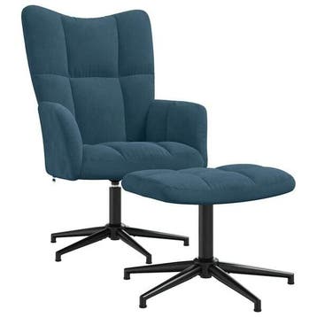Relaxstoel met voetenbank Blauw | Retourdeal 34% Korting, Minder dan 75 cm, Ophalen of Verzenden, Zo goed als nieuw, Metaal