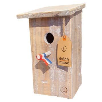 Een minimalistisch houten vogelhuisje met schuindak in de..., Ophalen of Verzenden, Nieuw