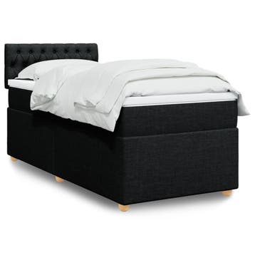 vidaXL Boxspring met matras stof zwart Single, Verzenden, Nieuw, Zwart, Stof