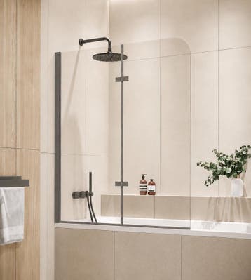 Badwand Austin 120 x 140 cm Grijs Badscherm Draaibaar 5 mm, Verzenden, Nieuw, Bad