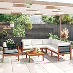 vidaXL 7-delige tuinloungeset met kussens crèmekleurig, Verzenden, Nieuw, Hardhout, Loungeset