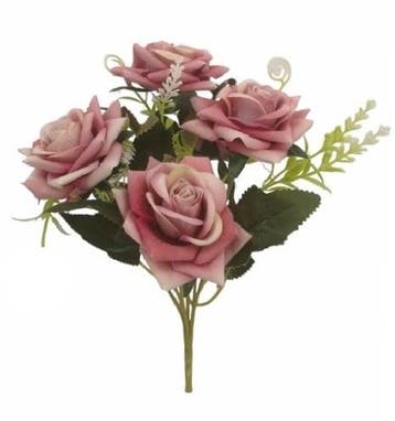Zijden Rozen Oud Roze Diamant Vintage Pink Rozenboeket 27 cm, Ophalen of Verzenden, Nieuw