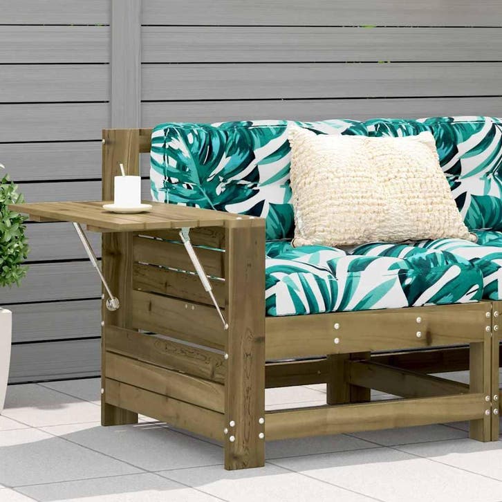 vidaXL Tuinbank met armleuning en kussens geïmpregneerd, Tuin en Terras, Tuinsets en Loungesets, Nieuw, Verzenden
