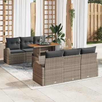 vidaXL Tuin Sofa Set 7 st Grijs, Verzenden, Nieuw, 7 zitplaatsen