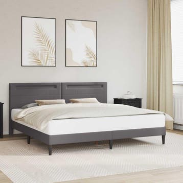 vidaXL Bedframe met LED-stripverlichting Grijs 180 x 200 cm, Huis en Inrichting, Slaapkamer | Bedden, Verzenden, Nieuw, Grijs