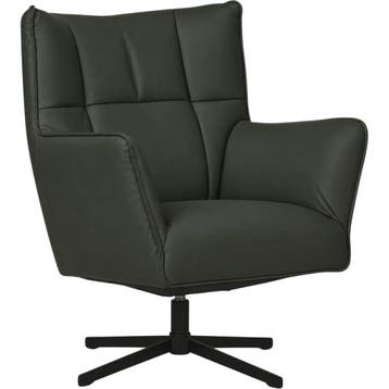 Leren draaifauteuil Lovely - Toledo Verde (donkergroen), Nieuw, Ophalen of Verzenden, 75 tot 100 cm, Eigentijds, Modern, Retro, Vintage