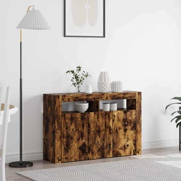 vidaXL Dressoir Gerookt eiken 116 x 30 x 75 cm Bewerkt hout, Verzenden, Nieuw, Overige houtsoorten, Minder dan 50 cm