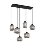 Design hanglamp zwart met smoke glas 6-lichts - Ana, Verzenden, Nieuw, Design