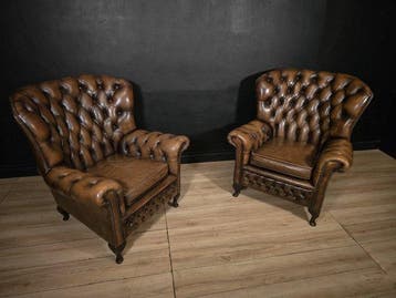 Fauteuil (2) - Hout, Leder