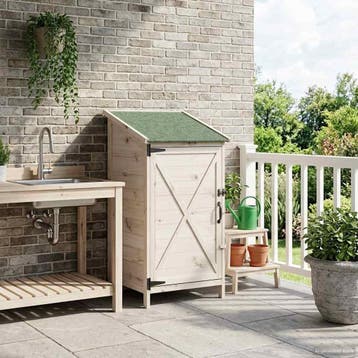 vidaXL Tuinschuur Wit 59,5 x 56 x 113,5 cm Massief Vurenhout, Verzenden, Nieuw