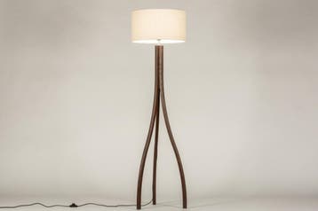 Rietveld Vloerlampen - Bruin, Beige, Hout - Stof, Hout, Verzenden, Nieuw