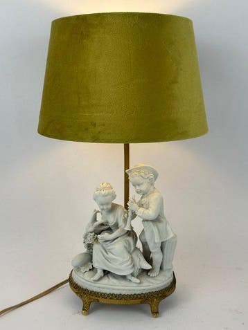 Tafellamp - Porselein, Messing - Een lamp van bisque