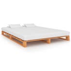 vidaXL Bedframe pallet massief grenenhout bruin 140x200 cm, Bruin, Verzenden, 140 cm, 200 cm